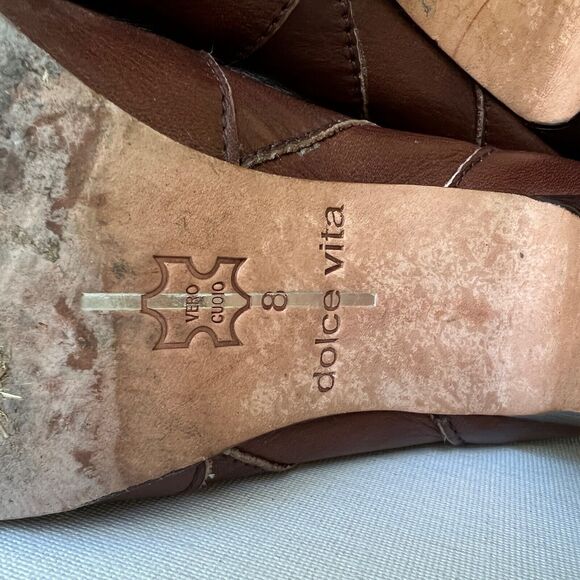 Dolce Vita Boots Size 8 Webber Leather Heeled Cuffed Maronne Brown - Picture 7 of 8